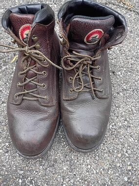 Red Wing Shoes Dark Brown Leather Lace-Up Work Boots